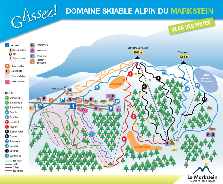 Plan des pistes du Markstein en 2017